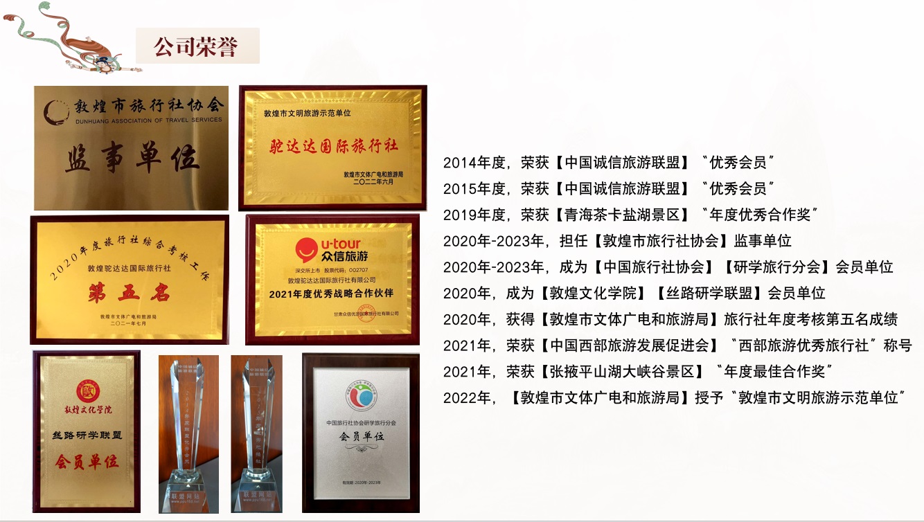 驼达达旅行社荣誉资质